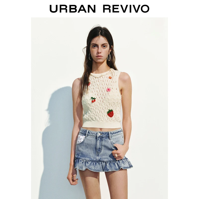 【春嬉游园】UR2025夏季新款趣味水果镂空无袖针织衫UYL950060