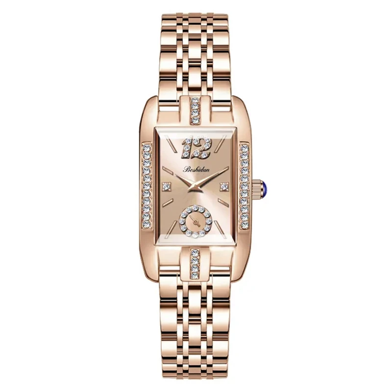 时尚坦克新款独立秒针防水石英女士手表8143专属