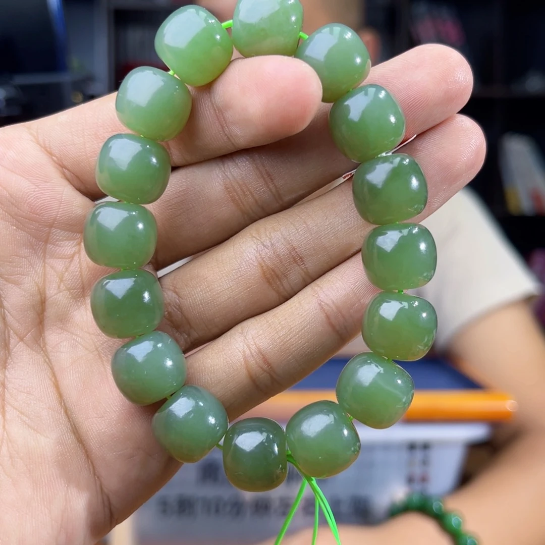手串未镶嵌和田玉纯天然青海三岔河湖水绿卡14