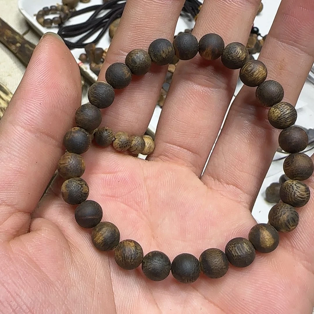 沉香沉香碎屑奇楠沉香圆珠单圈0.7-沉水张勺子