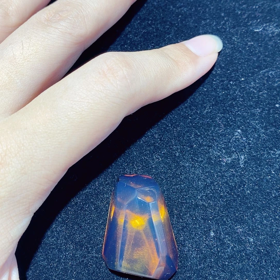 蓝珀银S925镶嵌珠宝奇石钻切