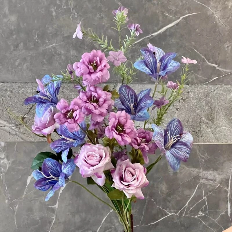 莫奈紫  仿真花束假花客厅餐桌装饰插花手捧花摆件场景布置