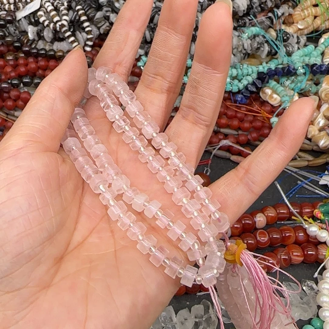 玛瑙/玉髓合金珠宝半成品马粉剁珠6mm一条