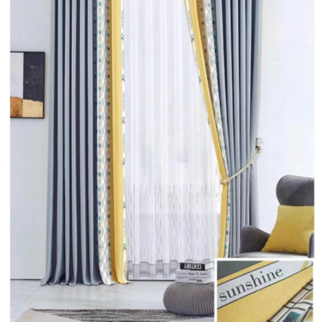 水晶麻无缝拼接窗帘