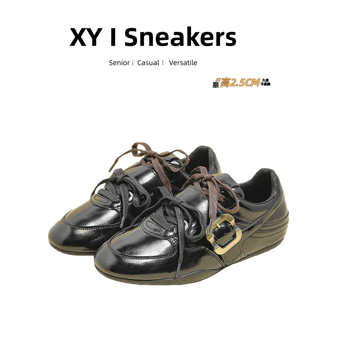 软底系带平底运动芭蕾舞2025增高皮鞋复古风爆款百搭冬季德训鞋女