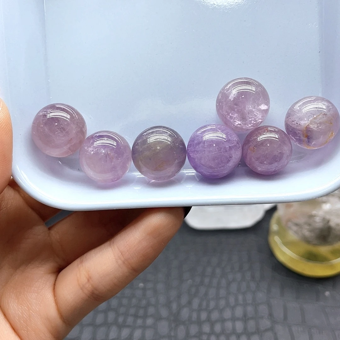 珠宝半成品未镶嵌水晶81紫水小球七颗15mm