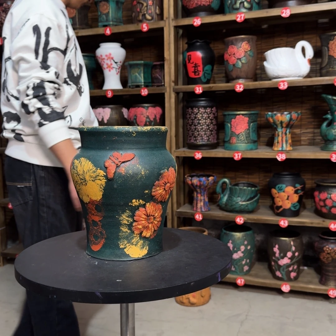 带孔高端浮雕花盆炸炸炸