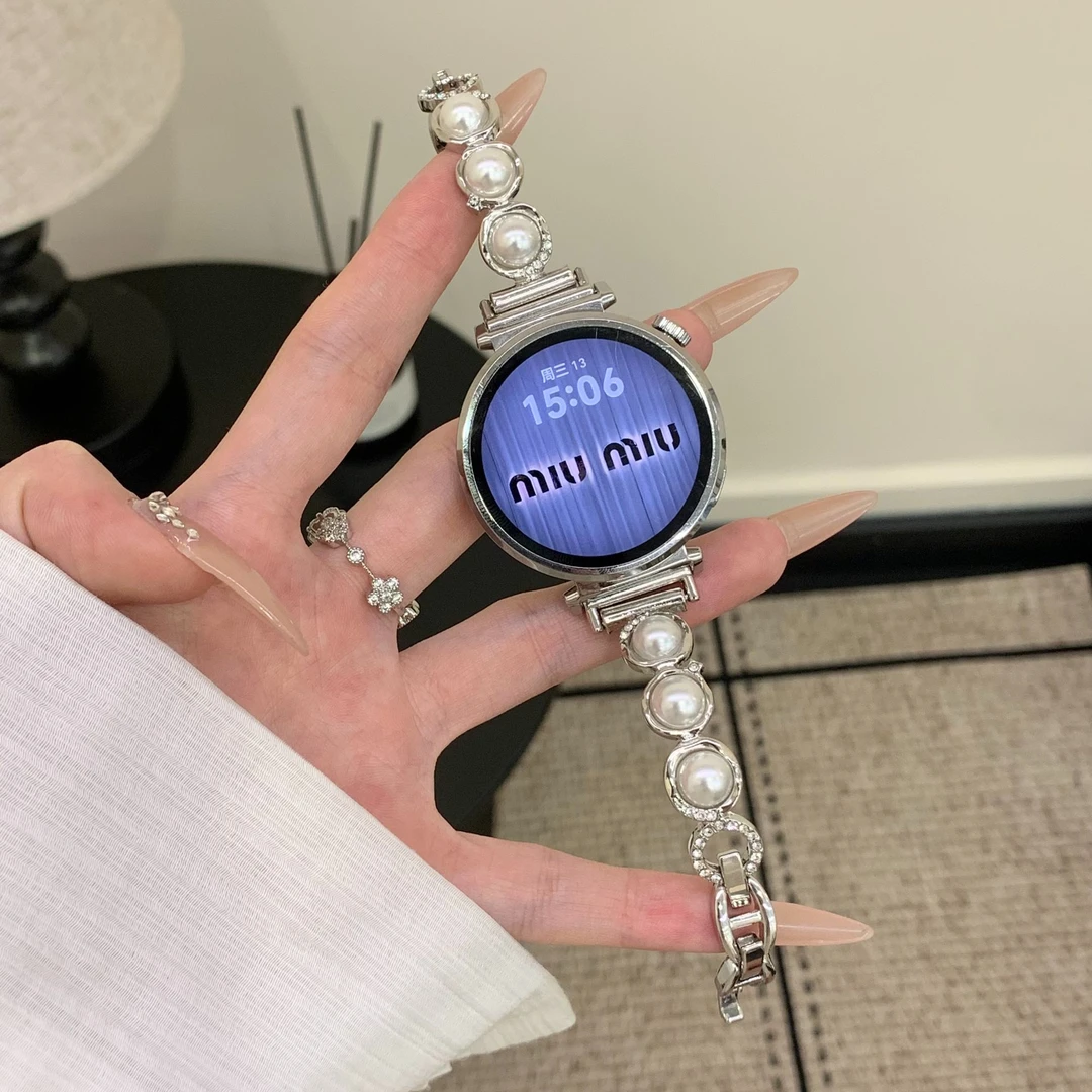 极光珠子金属表带适用华为手表fit4/fit3/fit2/gt3/gt4/gt5表带女