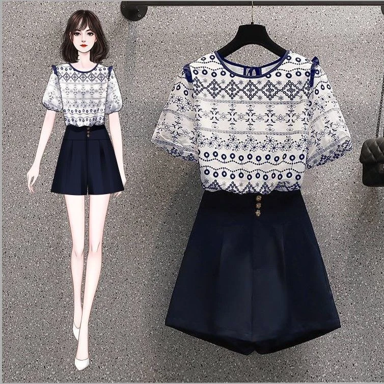 大码女装2025春夏胖妹妹洋气衬衫阔腿短裤气质减龄纯欲慵懒风女装