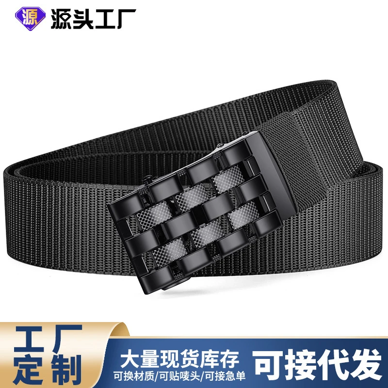 几何镂空户外休闲皮带弹力尼龙腰带跨境男士松紧可调节自动扣批发