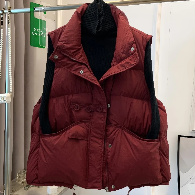 复古红色马甲坎肩女款爆款2025新款无袖坎肩大码宽松显瘦马夹背心