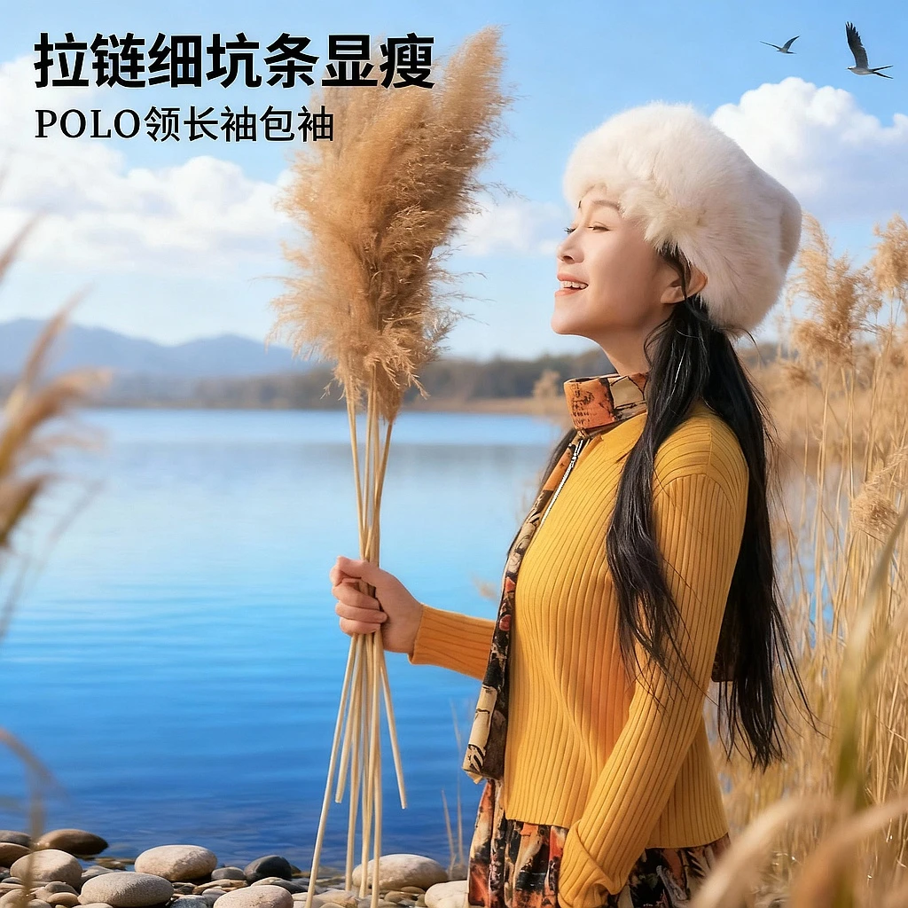 【一依定制】春季新款针织上衣毛衣细坑条狠显瘦气质翻领开衫女