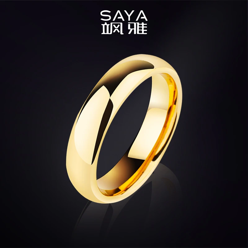 飒雅 钨合金戒指 男女素圈金银色指环光面尾戒礼物情侣对戒111