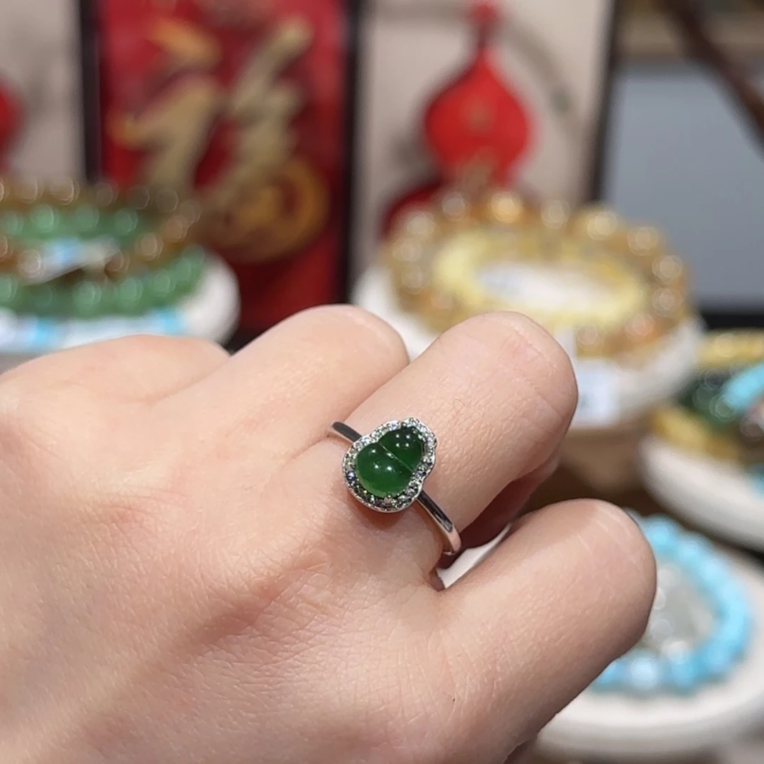 翡翠戒指银S925镶嵌戒指