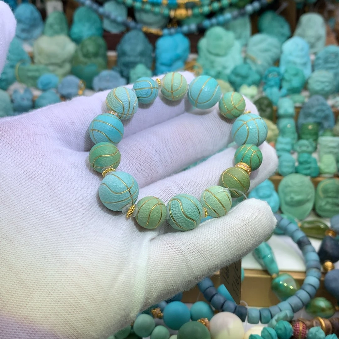 绿松石18K金镶嵌手链