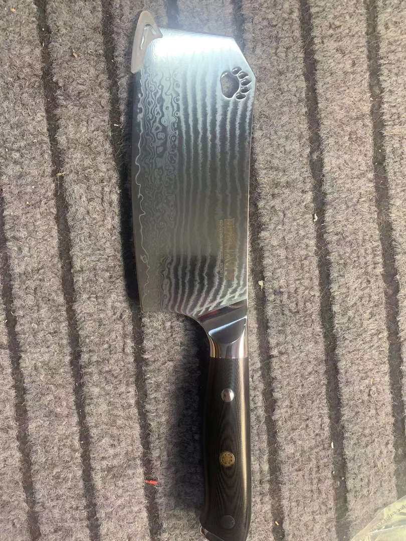 【根据主播指引拍】拾野作家用大马士革SKD-11熊掌切片切菜大菜刀