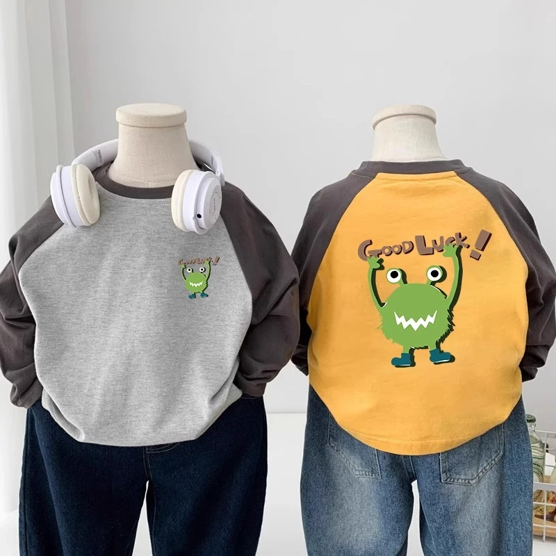 童装男女童长袖T恤春秋季新款儿童插肩袖打底衫中小童洋气上衣潮