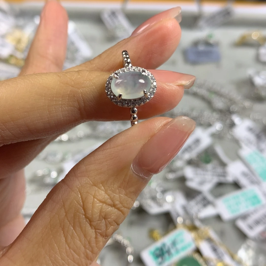翡翠银S925镶嵌戒指戒指