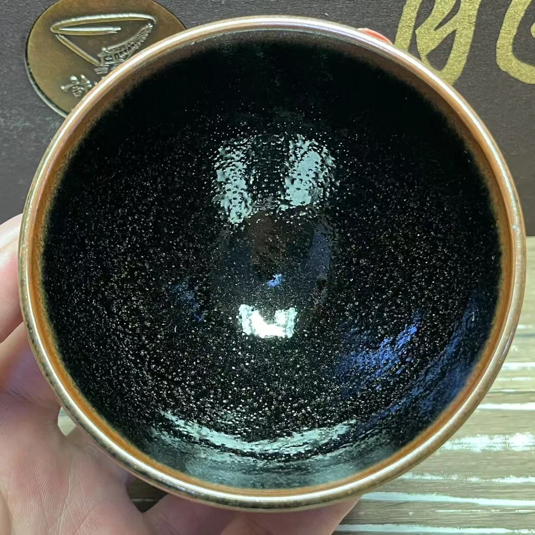 建阳建盏陶瓷茶杯省级非遗大师许家有柴烧金口乌金手工铁胎主人杯