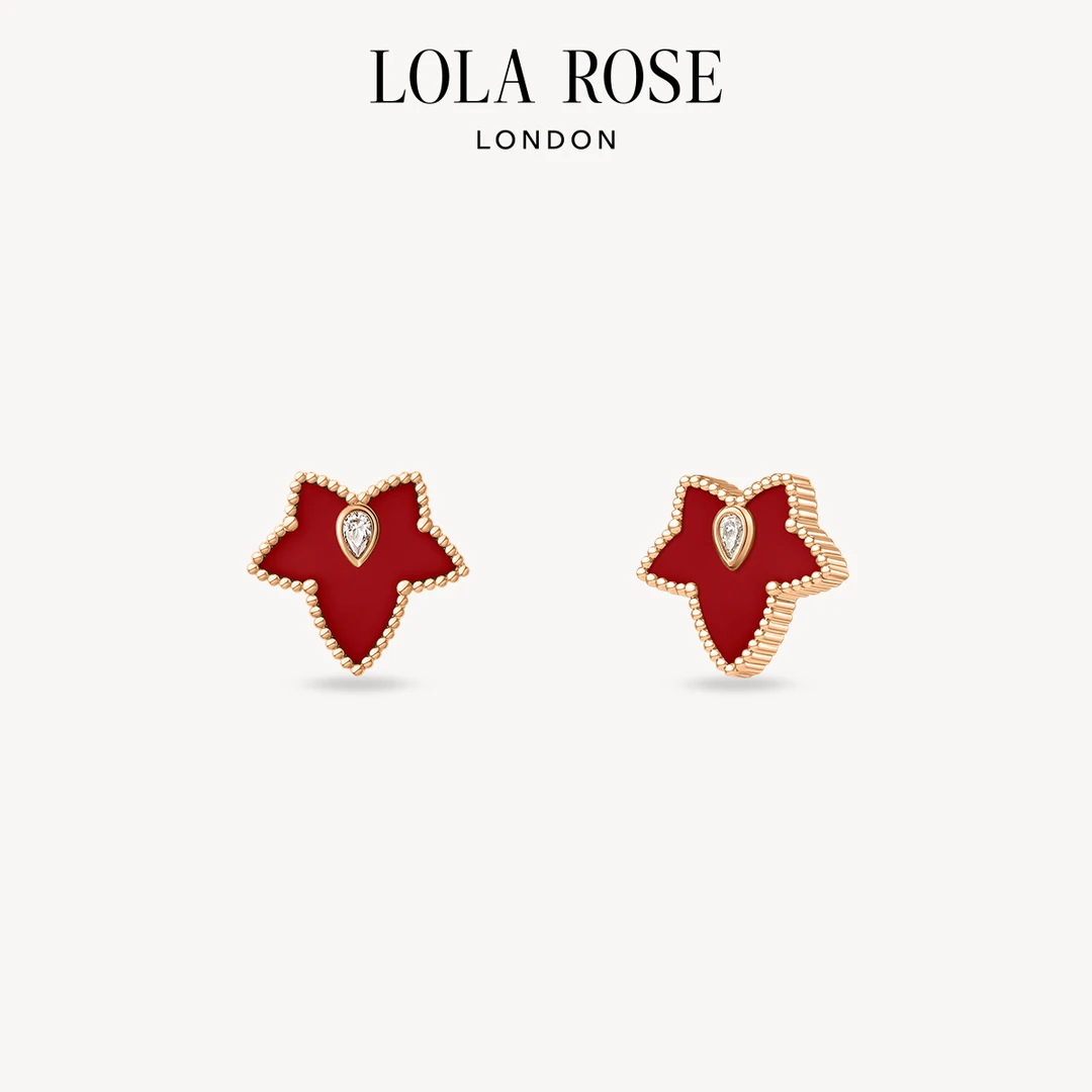 铜合金合成锆石耳饰 【双旦】Lola Rose/罗拉玫瑰单叶常青藤耳钉