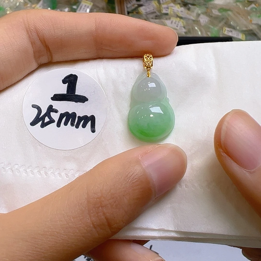 翡翠18K金镶嵌吊坠(不含链)翡翠