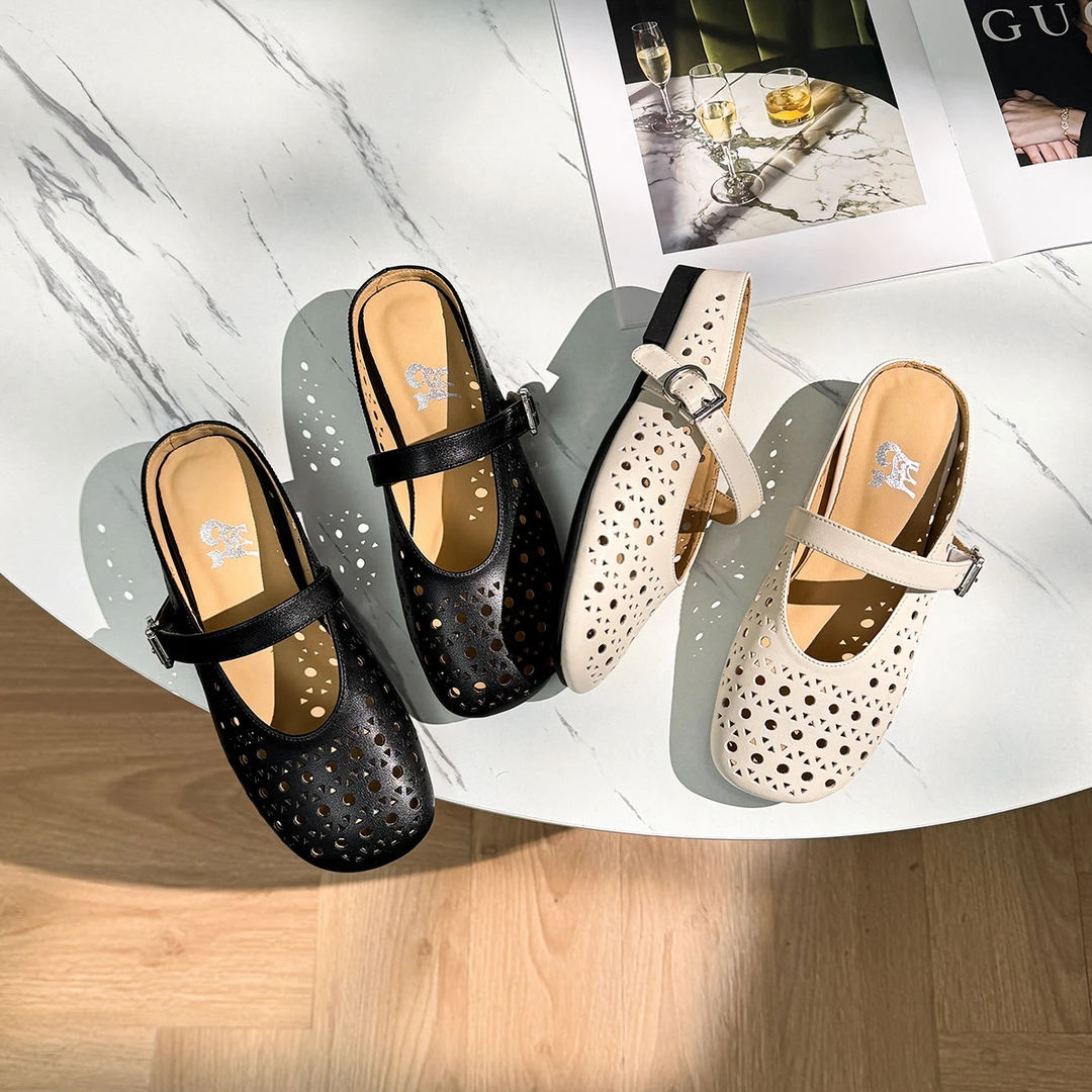 251604镂空凉拖鞋女真皮时尚休闲百搭软底低跟拖鞋女