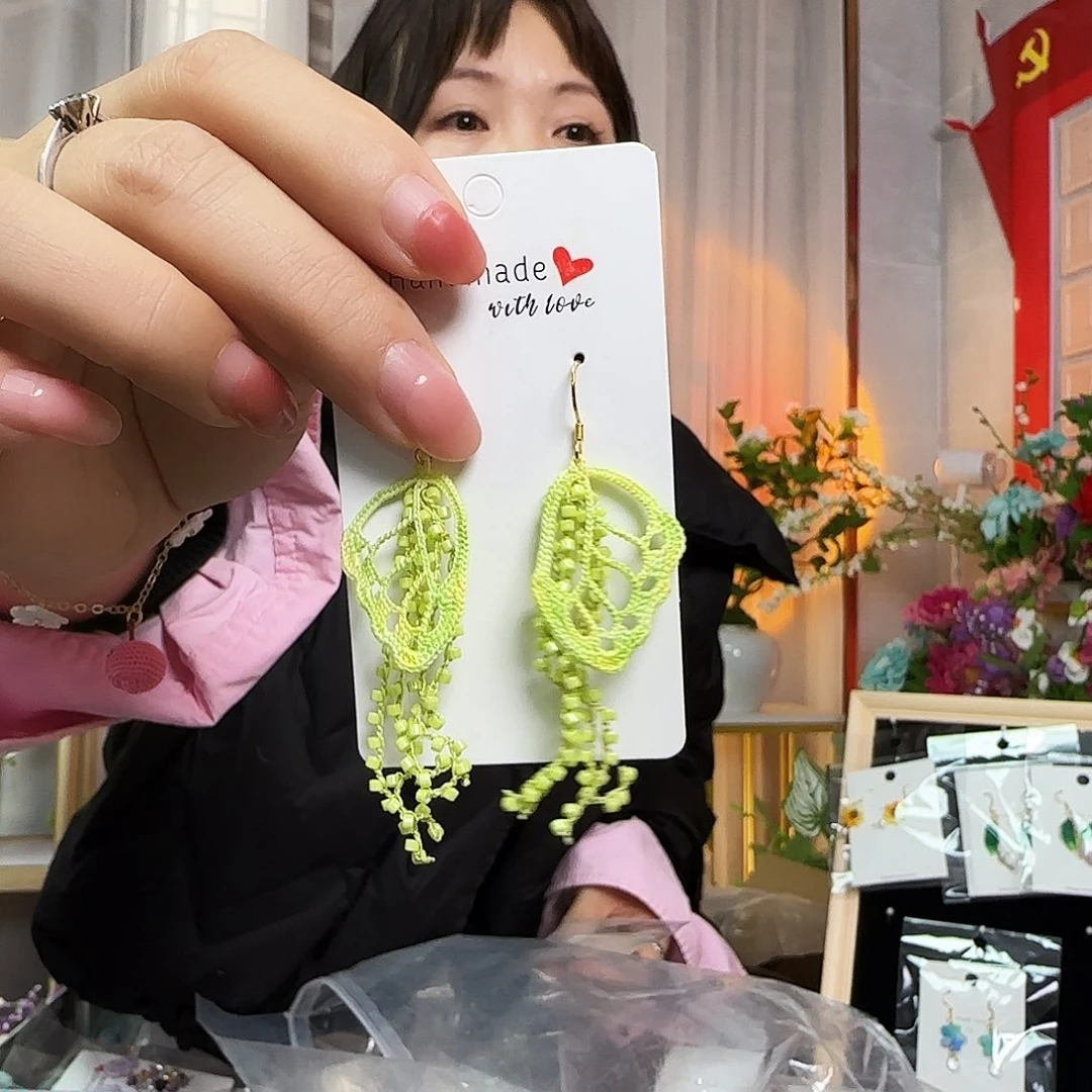 纯手工钩织钩织耳环