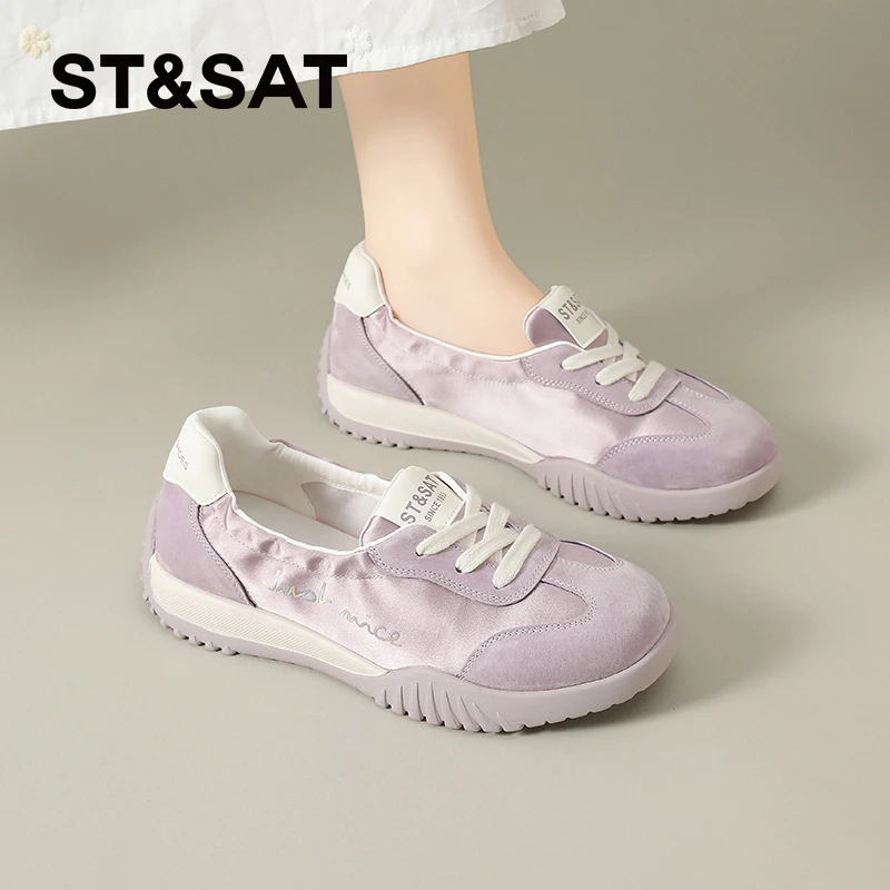 星期六芭蕾舞单鞋女2025新款夏季休闲鞋一脚蹬德训鞋透气薄款女鞋