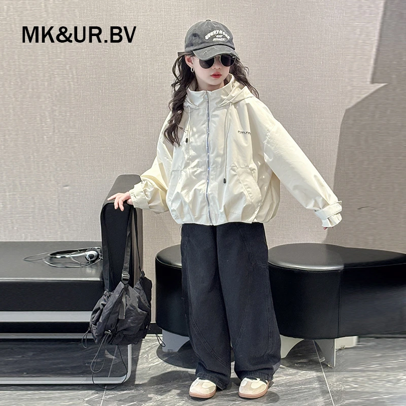 MK&UR.BV女童秋装外套2025新款儿童秋季连帽上衣女大童时尚衣服韩