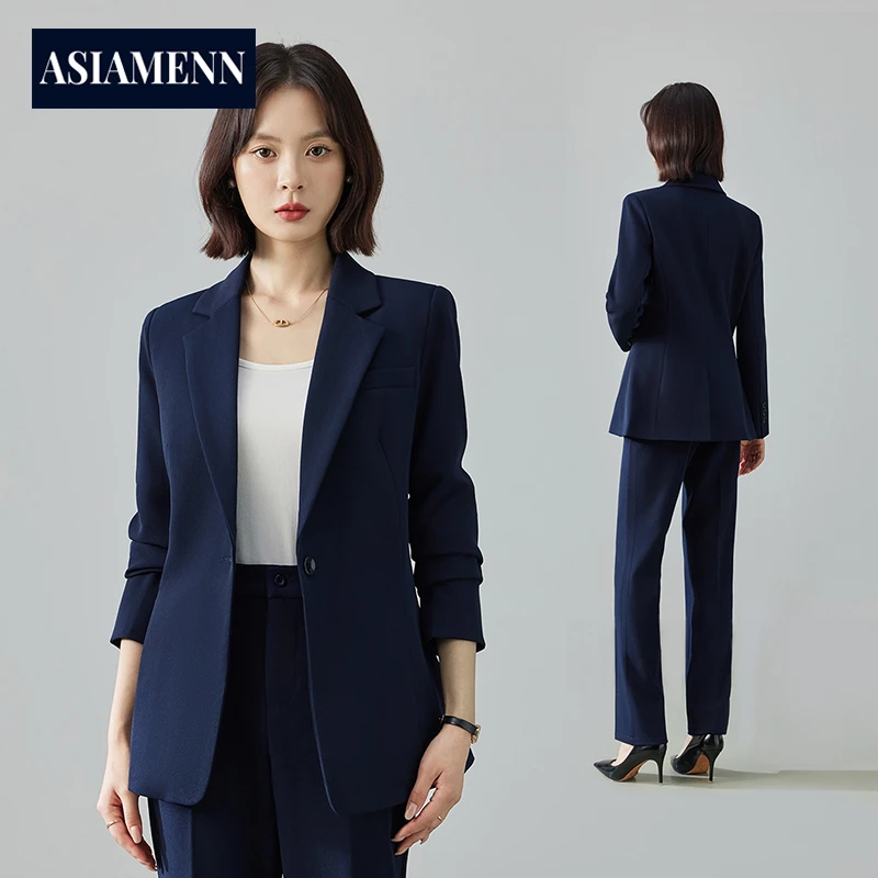 高端商务风西装套装女士秋冬季修身西服正装面试职业通勤长袖工装