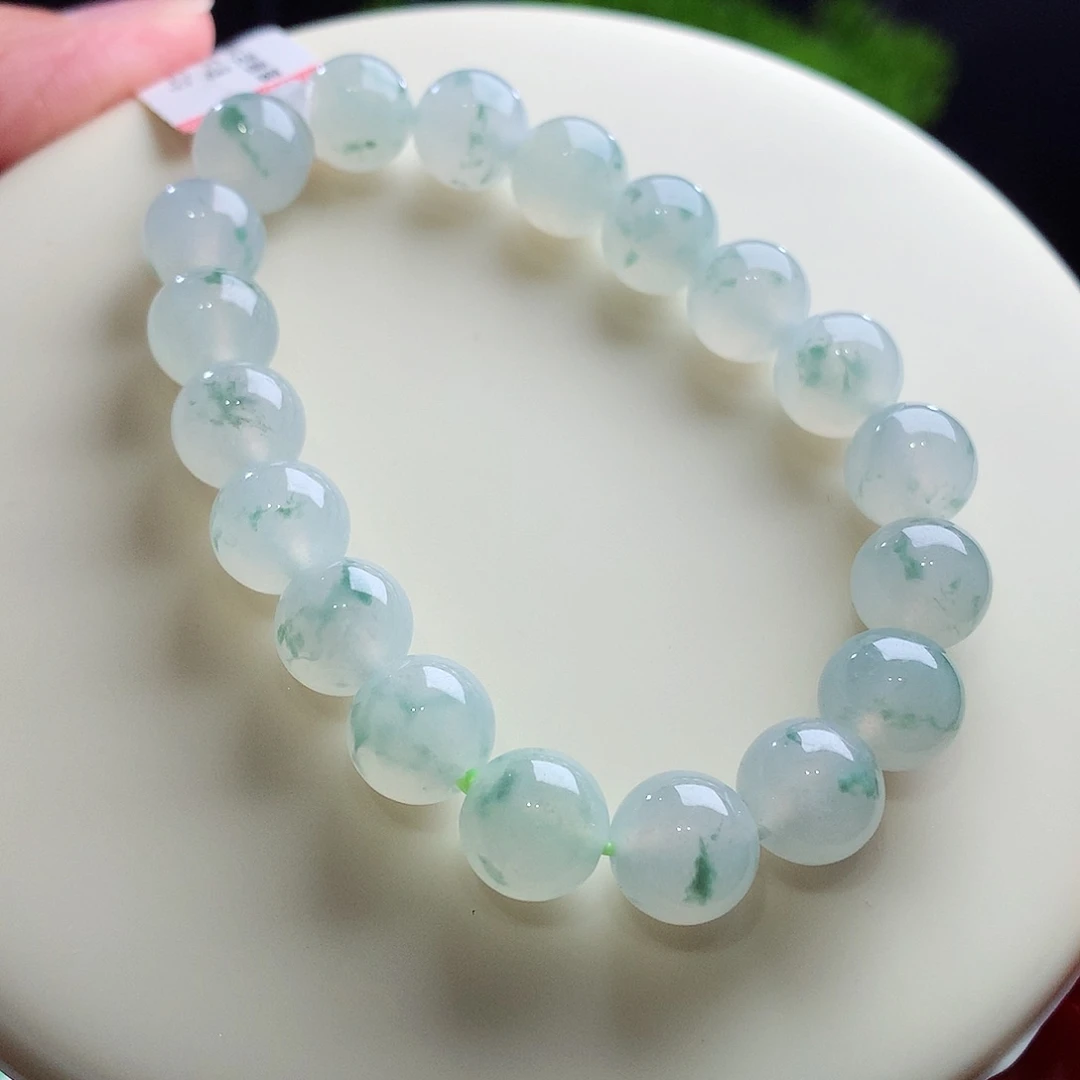 未镶嵌手串翡翠王炸！卡10mm冰胶飘花