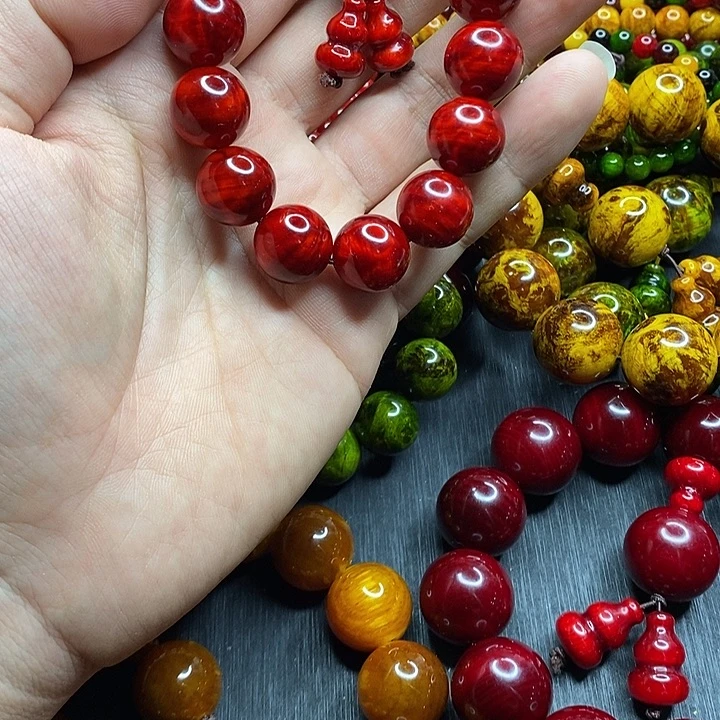 松木琥珀木文玩手串