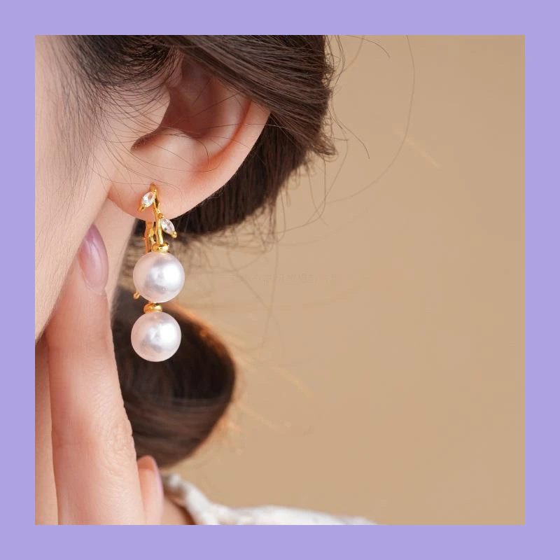 铜合金锆石耳饰 小众设计感百搭银针锆石不规则流苏耳环精致时尚