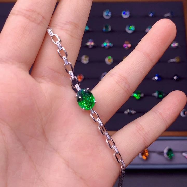 银S925镶嵌手链碧玺