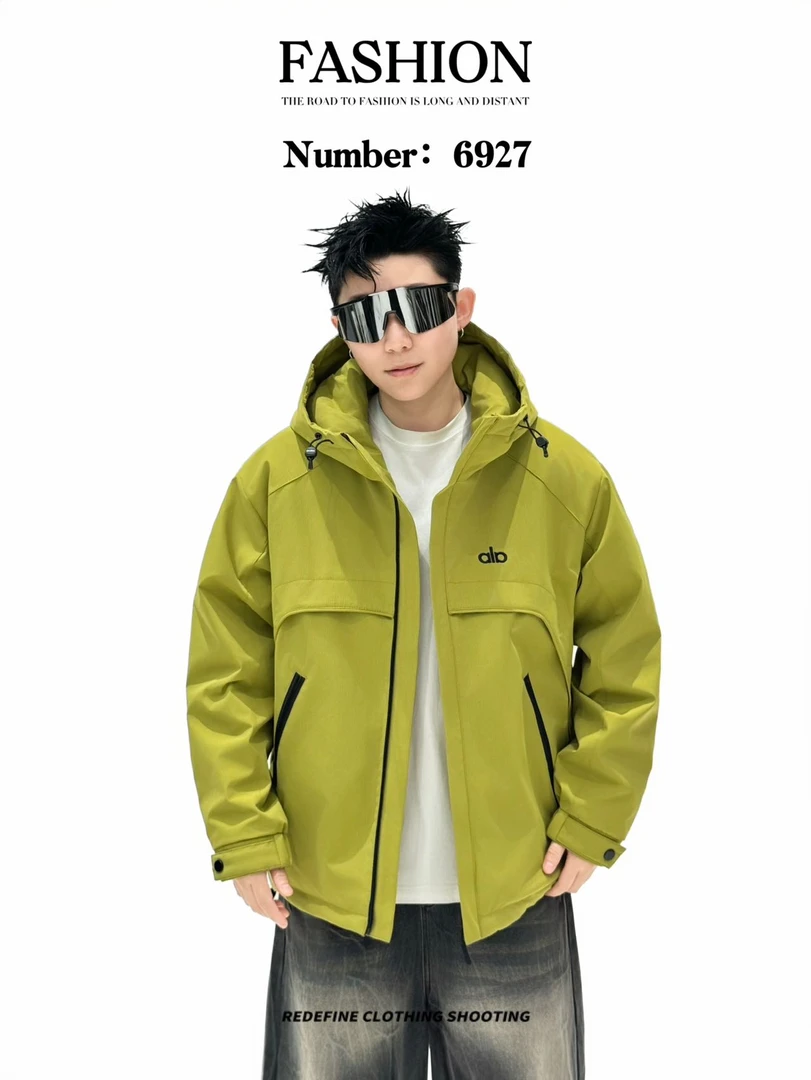 男女同款秋冬连帽棉衣潮流休闲加厚冲锋衣二棉夹克外套百搭6927