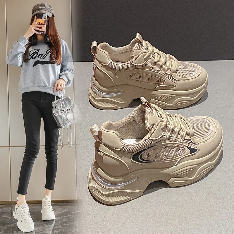 增高8CM夏季女鞋网面老爹鞋爆款透气日常休闲百搭内增高运动女鞋