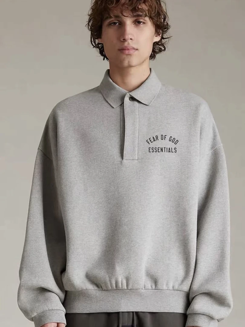 Essentials Fall24 BACK TO SCHOOL系列Fleece 长袖印花套头POLO