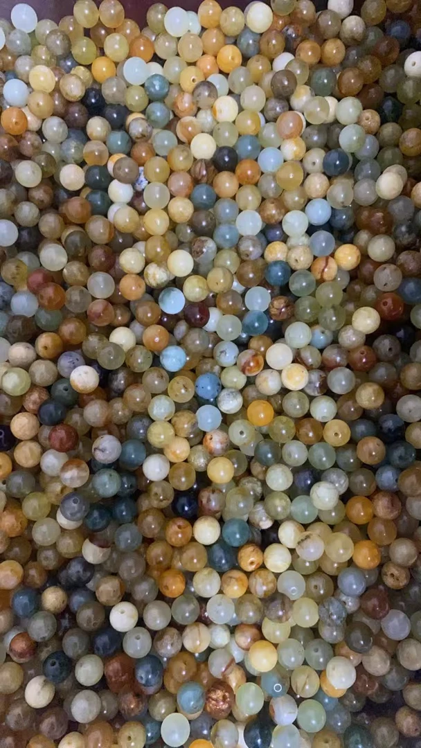 特价天然岫玉散珠卡8玉石王花玉随机发100颗