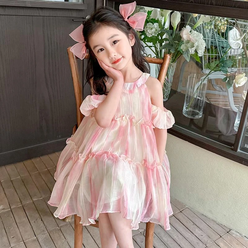 巴拉【断码】女童扎染七彩连衣裙夏季2025新款儿童洋气夏款女宝宝