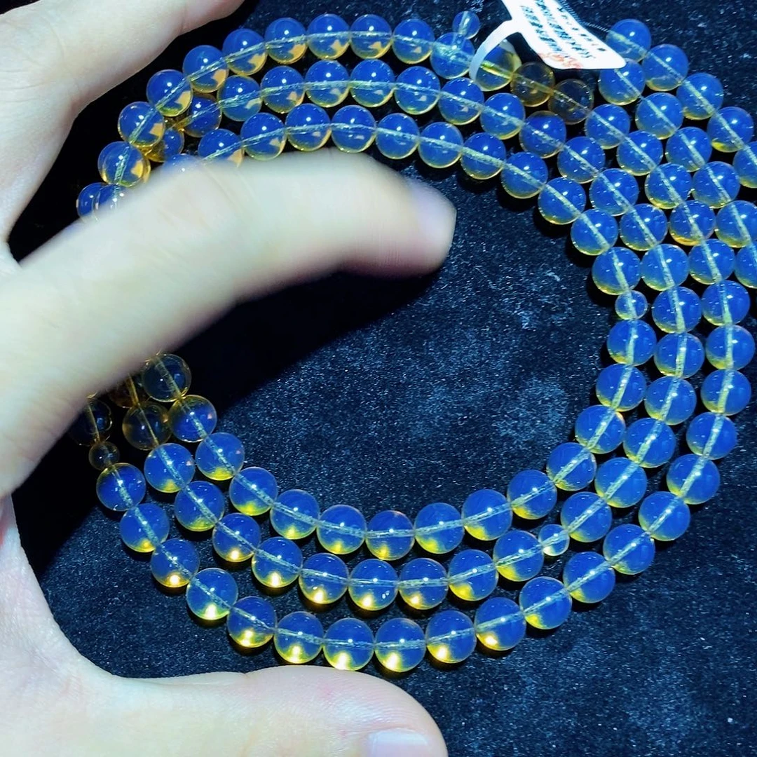 蓝珀未镶嵌珠宝奇石7mm108