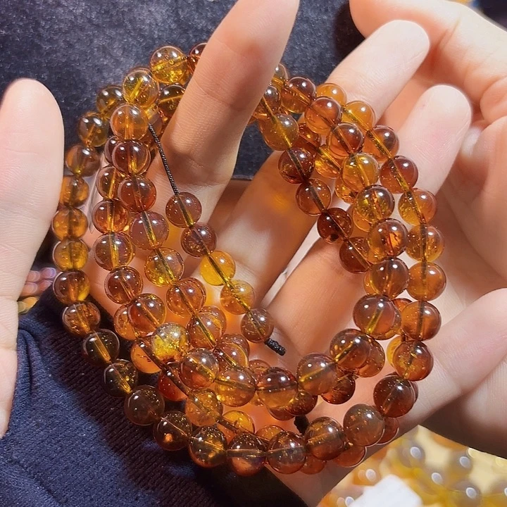 未镶嵌蓝珀珠宝奇石墨西哥红蓝金沙佛珠7