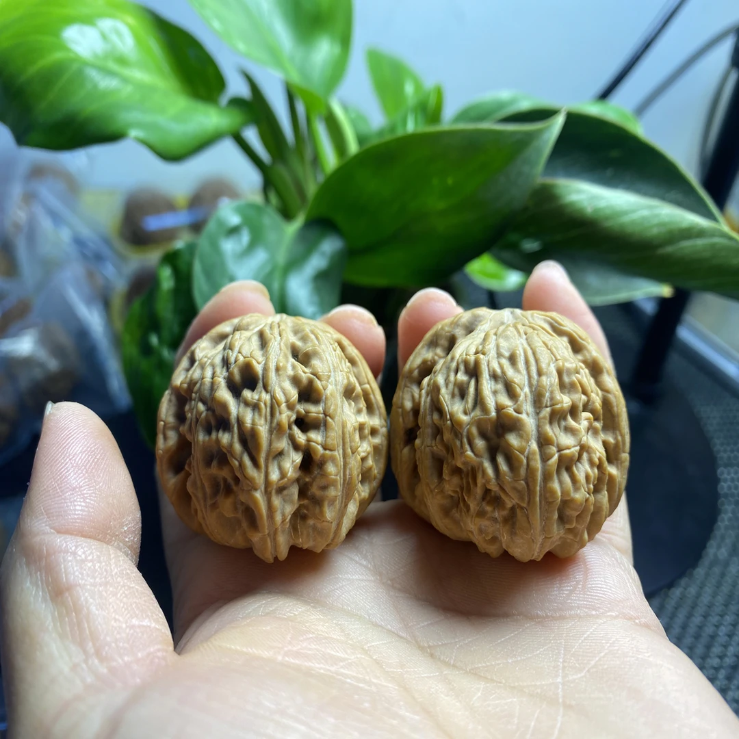 精品文玩核桃闷尖儿卡姿兰大眼睛白狮子头手把玩件