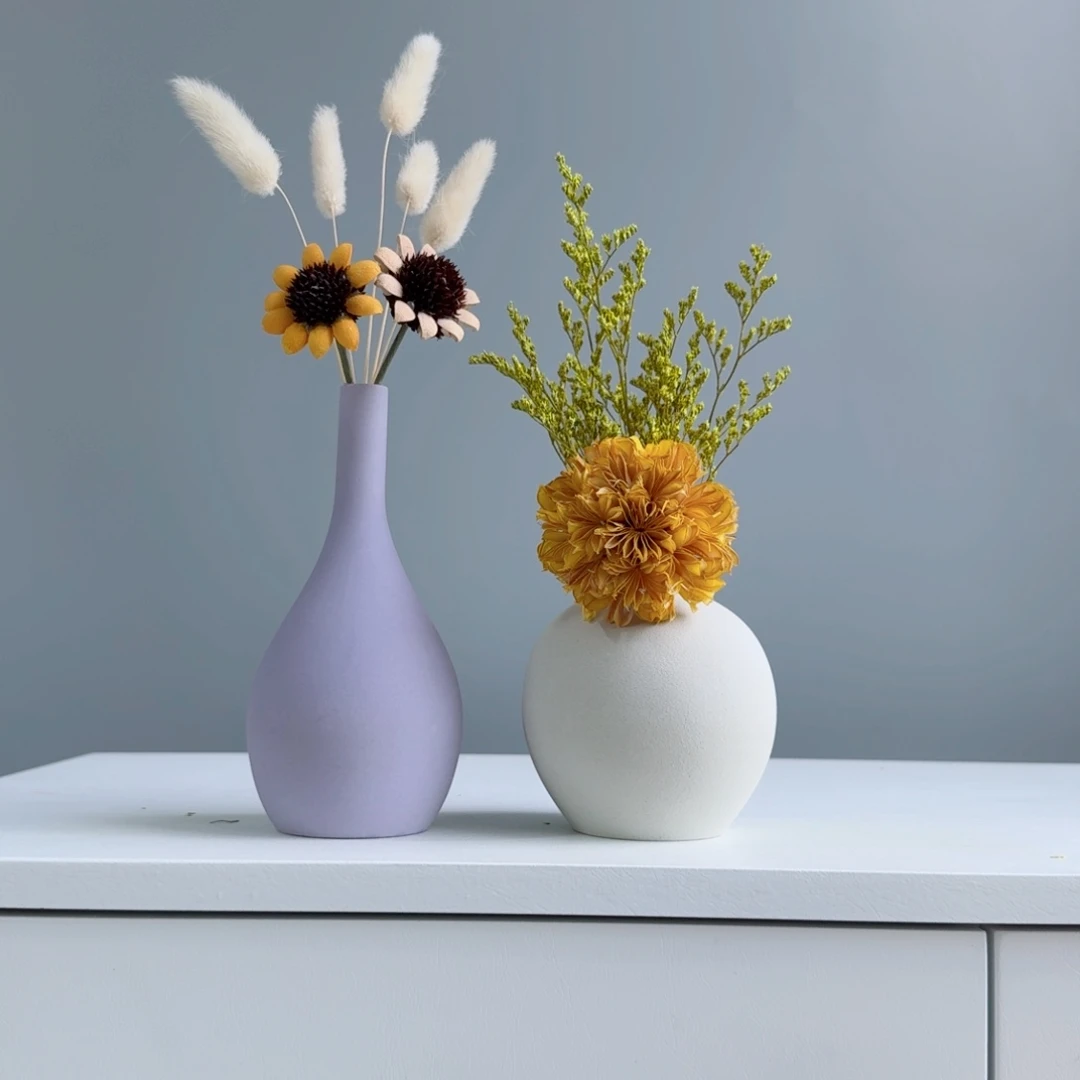 摆件陶瓷小花瓶摆件含花总高约20-30cm