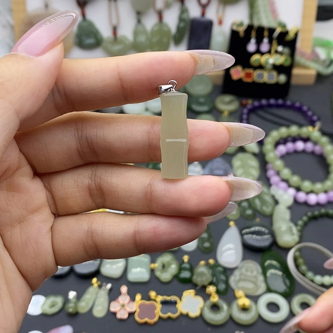 和田玉吊坠(不含链)银S925镶嵌