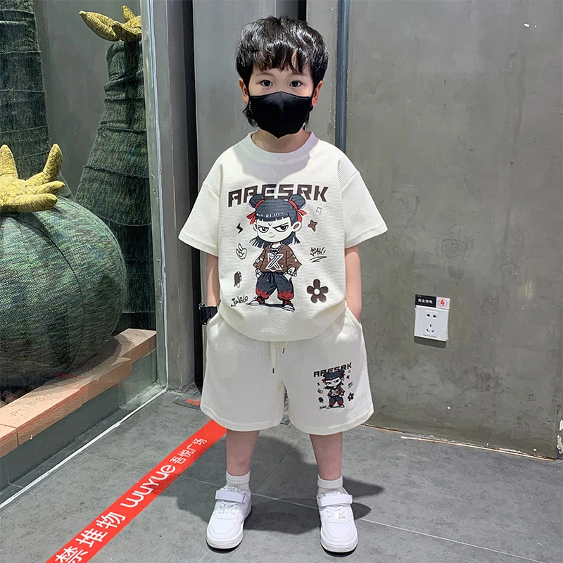 哪吒男童夏装套装2025新款洋气宝宝短袖衣服时髦男孩痞帅夏季潮