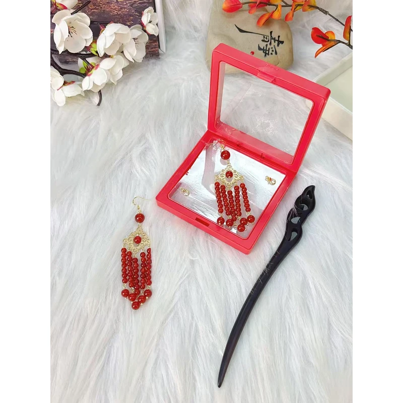 K370红色(耳)一对时尚原创百搭款流苏款发簪