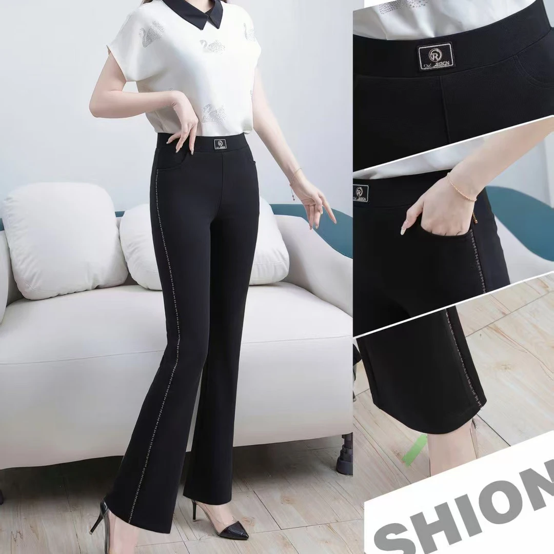 新款超薄弹力棉喇叭裤5851