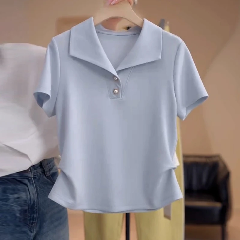 高含棉高级感气质褶皱收腰短袖t恤女2025年夏季新款减龄百搭上衣