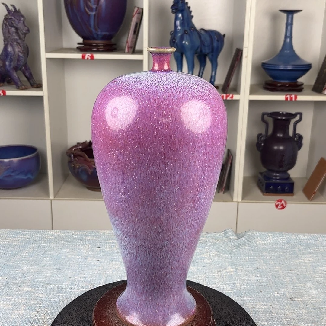 瓷片梅瓶手拉坯炭烧大师作品