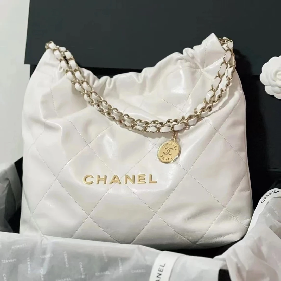 未使用 Chanel/香奈儿 白金22bag中号 芯片款 白金单肩垃圾袋